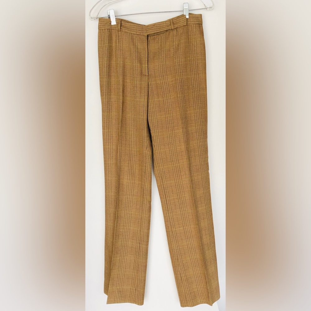 Brooks Brothers 75% rayon & 25% wool brown, red, green checkered pants size 6.